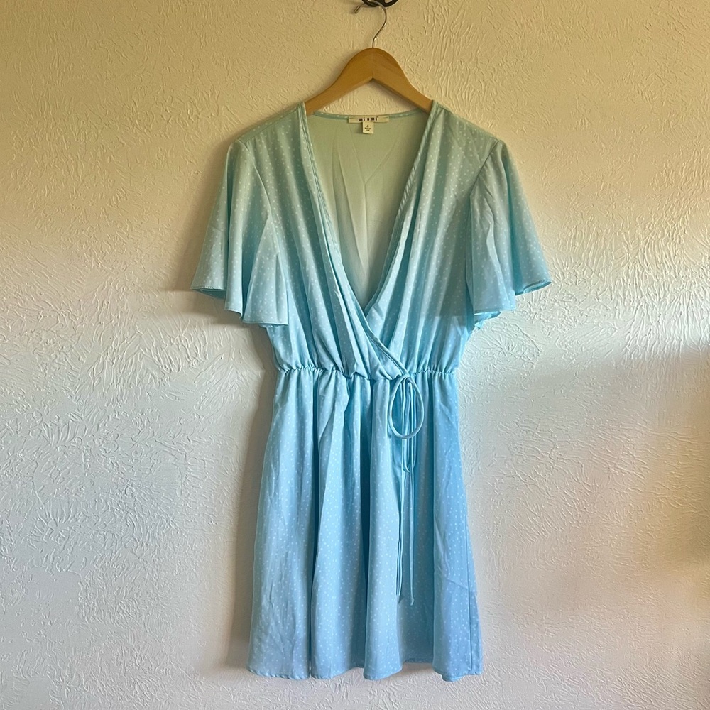 Miami Blue & White Polka Dot Swing Dress Size Large